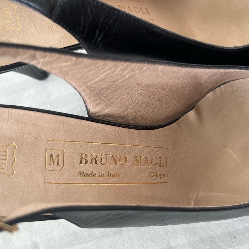 Bruno Magli Black Slingback Heels with Gold Accents - Picture 4 of 5
